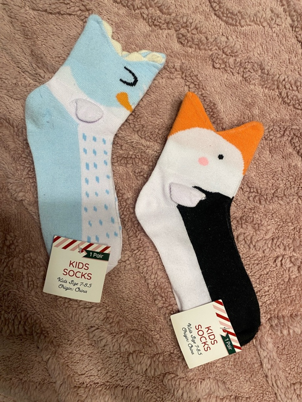 Kids Animal Crew Socks - Blue & Orange - Unbranded